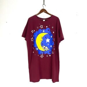 Vintage Moon and Stars Short Sleeve Sleepshirt OSFM